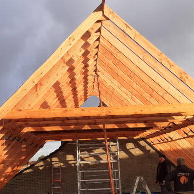 Dakwerken Martlé - houtengebinte voor een nieuwbouw dak